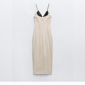 Zara contrasting lace midi dress